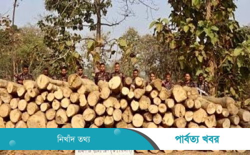 বিজিবির অভিযানে লংগদুতে কাঠ জব্দ